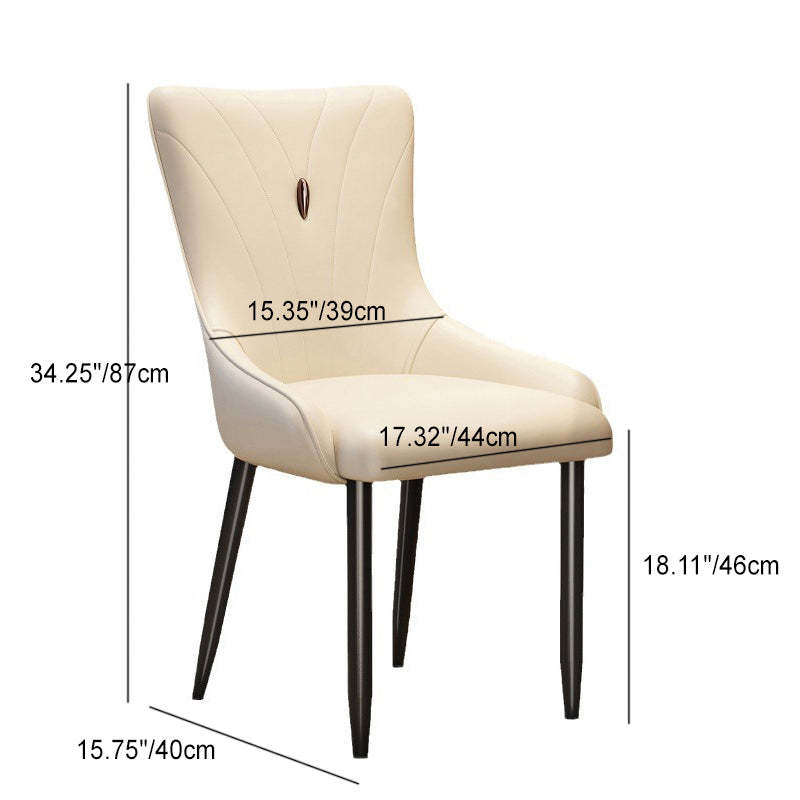 Scandinavian Leather Steel Latex Dining Chair — Sponge / Brown