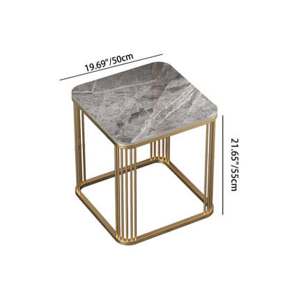 Minimalist Rock Slab Metal Coffee Table — Gray + Gold Frame