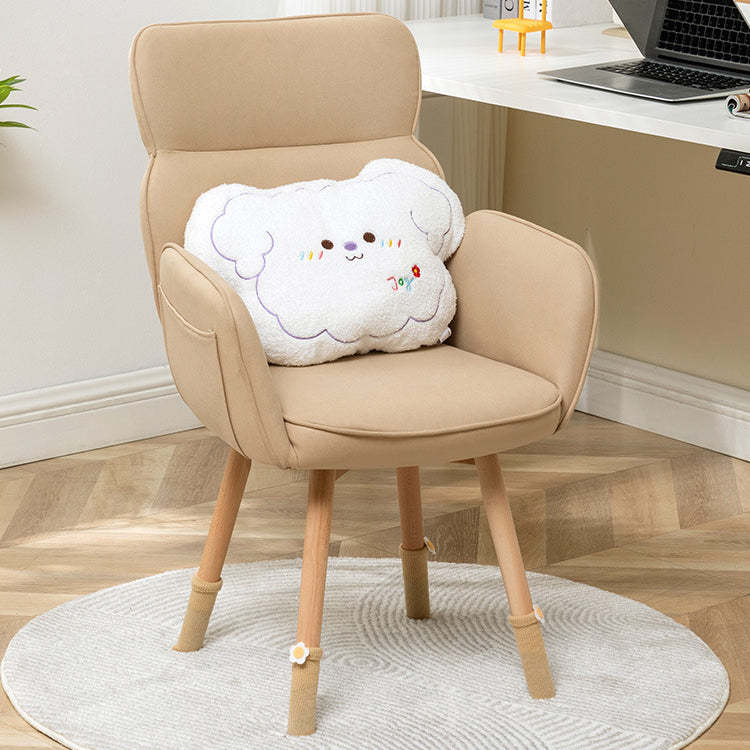 Nordic Fabric Upholstered Wood-Leg Vanity Stool