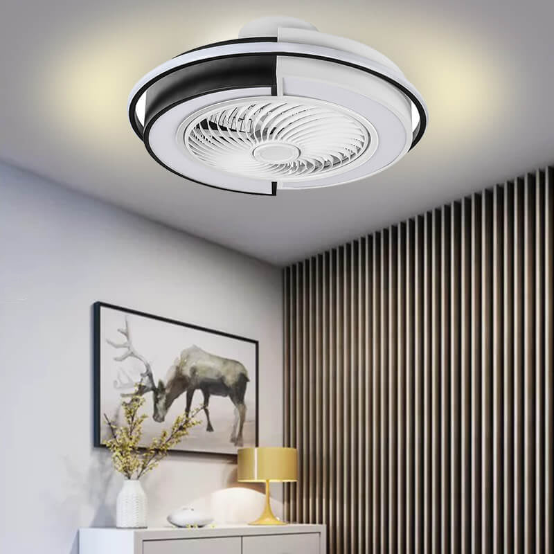 Modern Round LED Semi-Flush Ceiling Fan Light