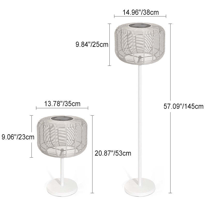 Retro Solar Woven Rattan Metal Cylinder LED Landscape Light