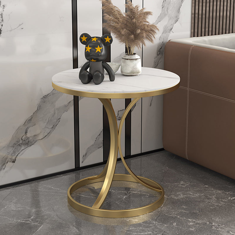 Modern Luxury Rock Slab Steel Coffee Table — White Tabletop + Black Frame