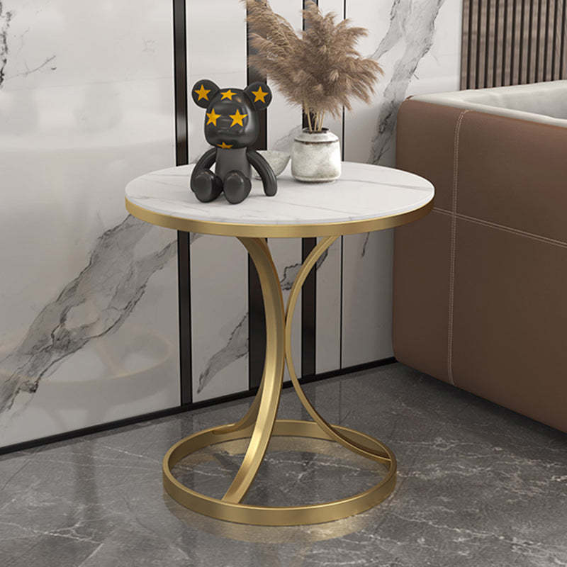 Modern Luxury Rock Slab Steel Coffee Table — White Tabletop + Black Frame