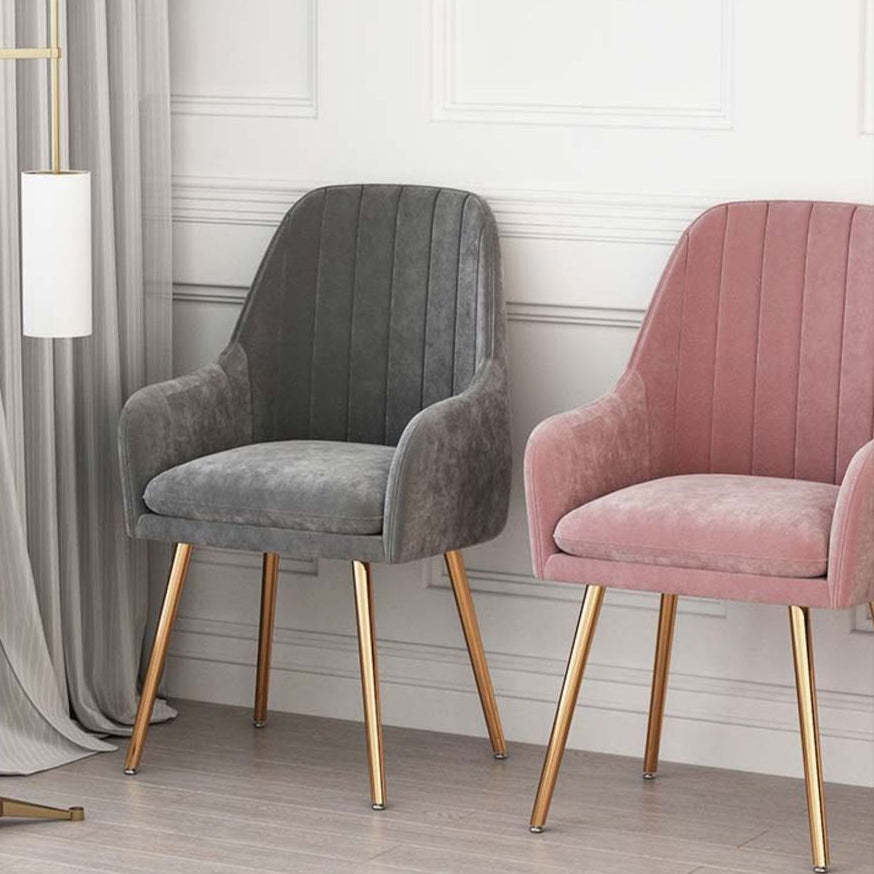Scandinavian Velvet Leather Metal Vanity Stool
