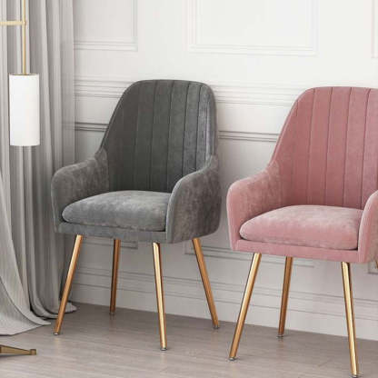 Scandinavian Velvet Leather Metal Vanity Stool