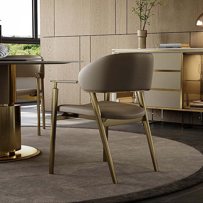 Modern Microfiber Leather Metal Dining Chair