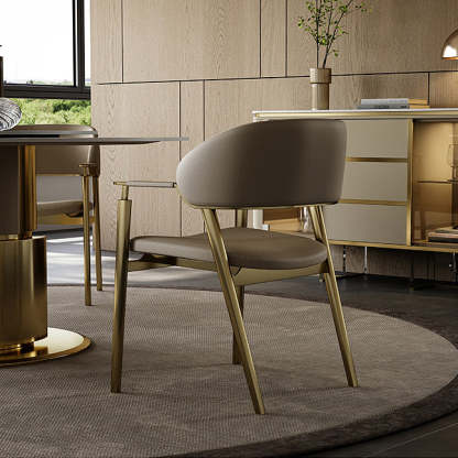 Modern Microfiber Leather Metal Dining Chair