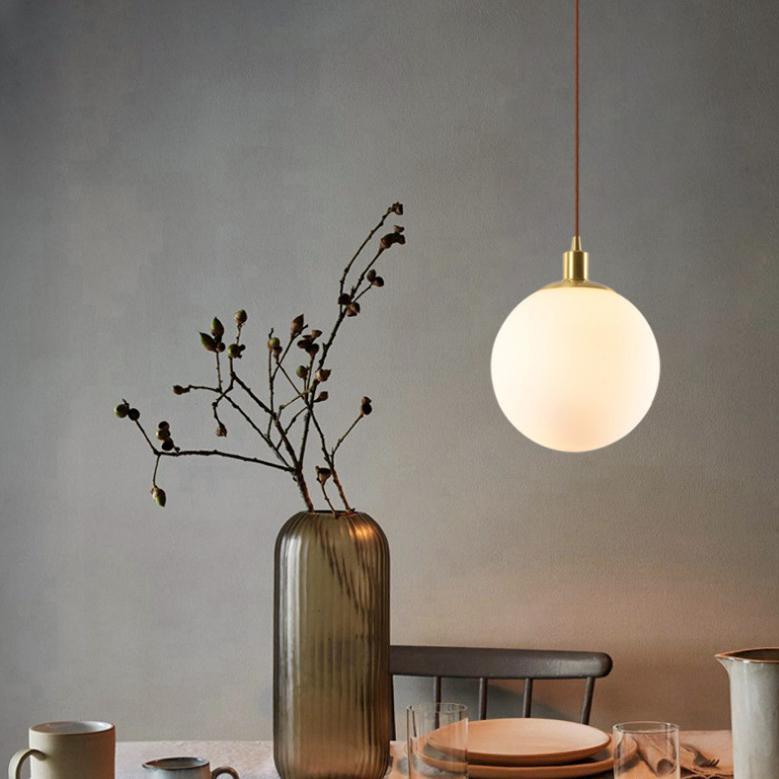 Nordic Minimalist Milky Glass Ball Pendant Light