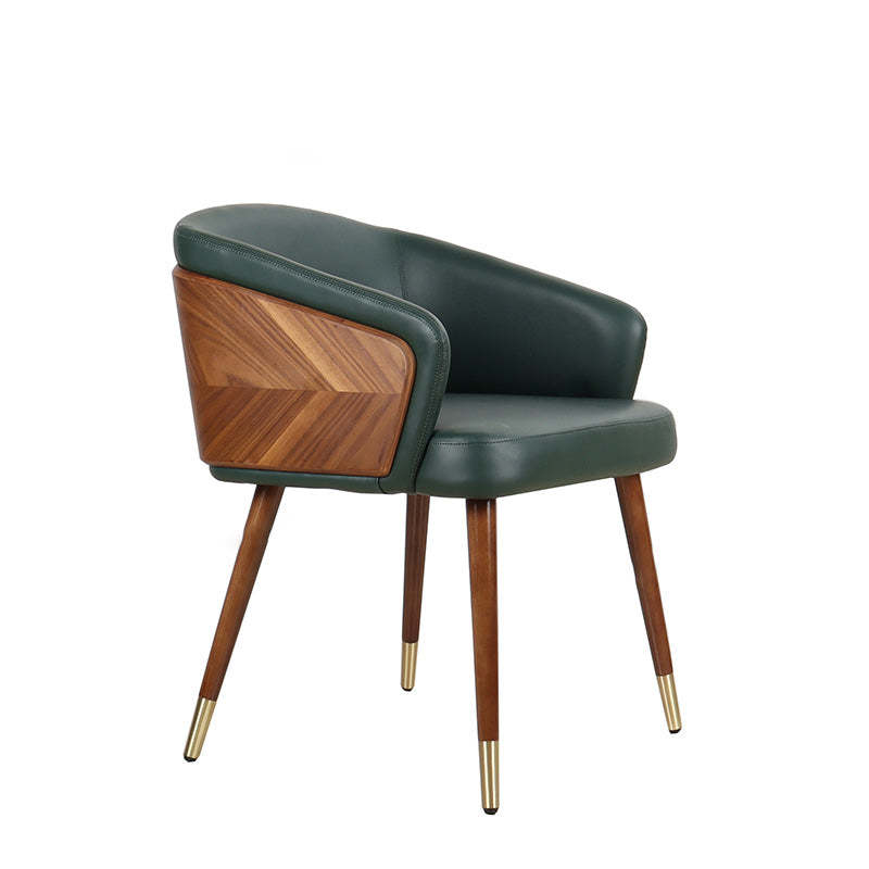 Curved PU Leather Wood Dining Chair