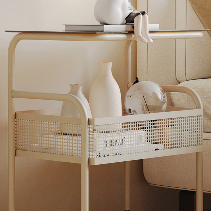 Scandinavian Iron Tempered Glass End Table