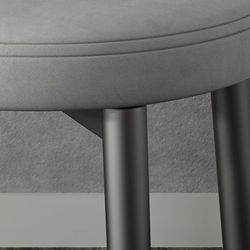 Minimalist Leather Metal Round Rectangular-Back Dining Chair