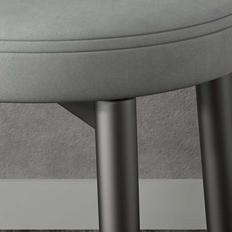 Minimalist Leather Metal Round Rectangular-Back Dining Chair