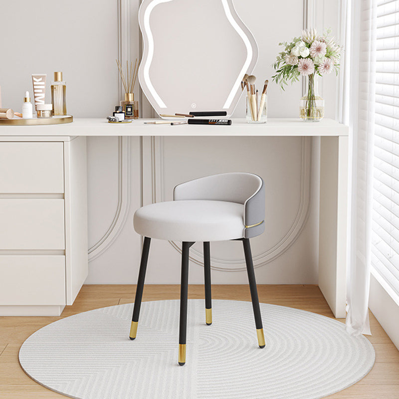 Minimalist Round Leather Iron Vanity Stool