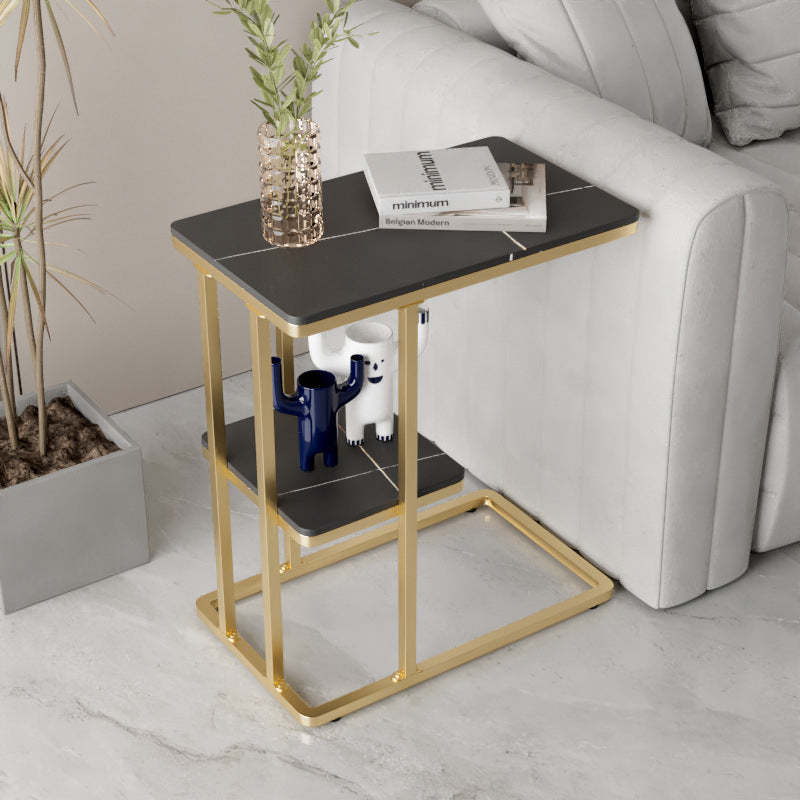 Nordic Rock Slab Metal End Table — White