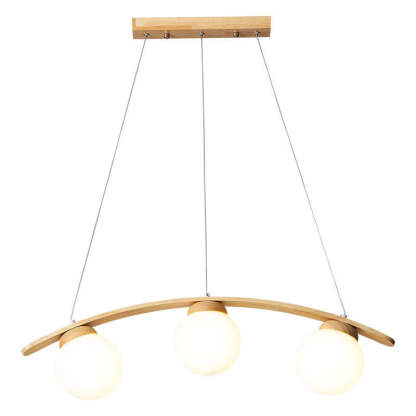 Japanese Harajuku Arc Wood Glass Ball Island Chandelier