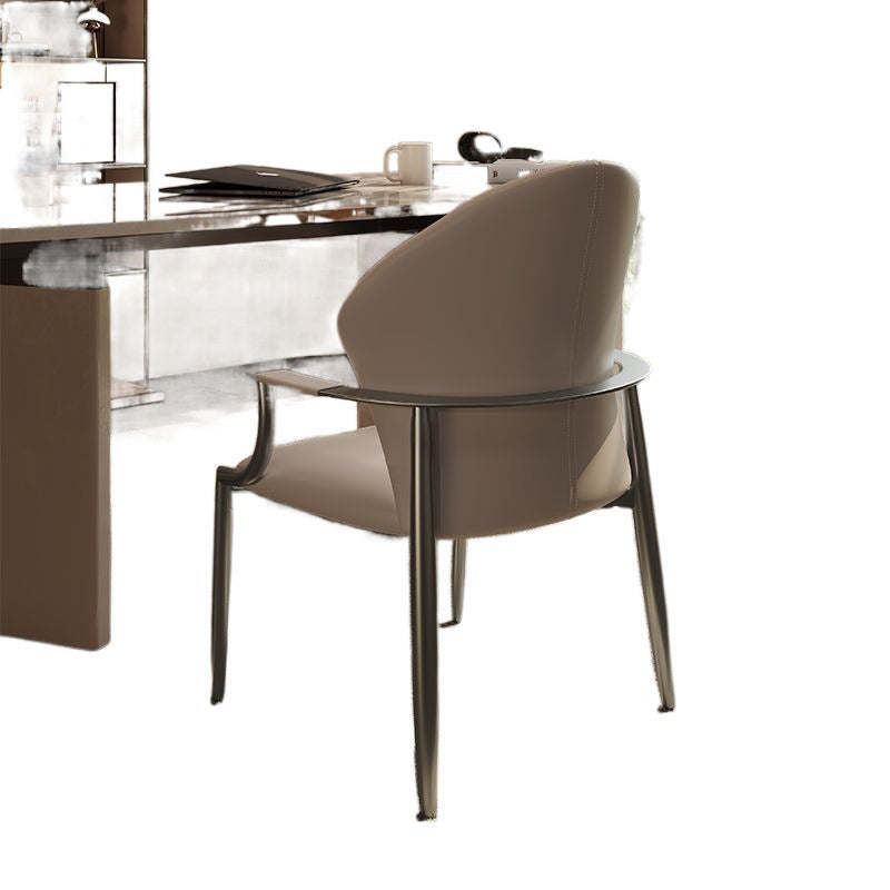 Minimalist Microfiber Leather Square Dining Chair