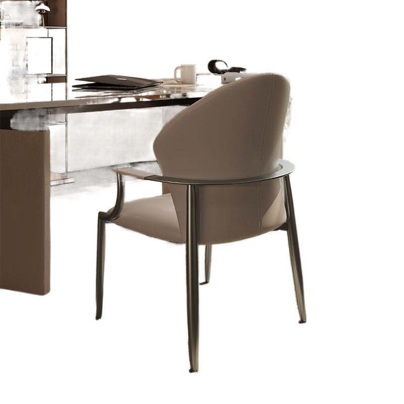 Minimalist Microfiber Leather Square Dining Chair