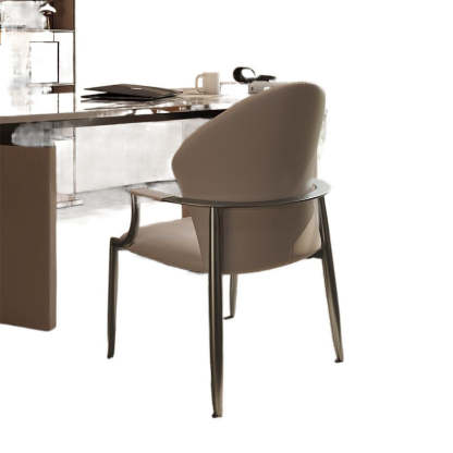 Minimalist Microfiber Leather Square Dining Chair