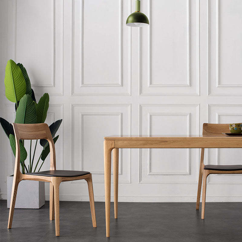 Chinese Wood Leather Four-Leg Dining Chair