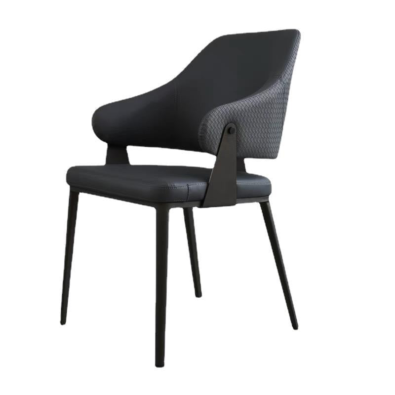 Scandinavian Leather Steel Lozenge Dining Chair