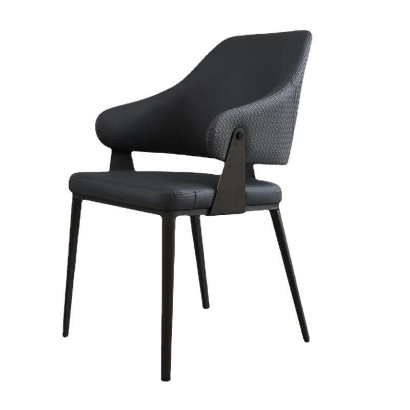 Scandinavian Leather Steel Lozenge Dining Chair
