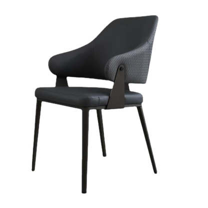 Scandinavian Leather Steel Lozenge Dining Chair