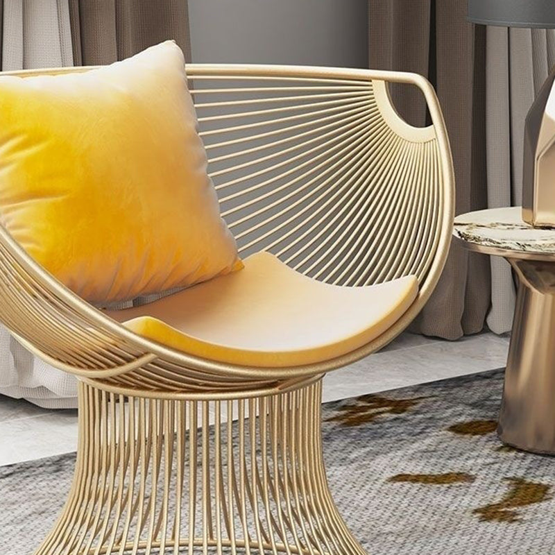 Luxury Oval Curved Upholstered Iron Chair