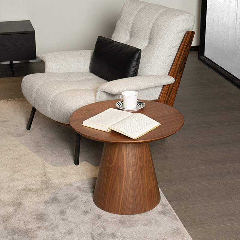 Minimalist Round Wood Coffee Table - Flt