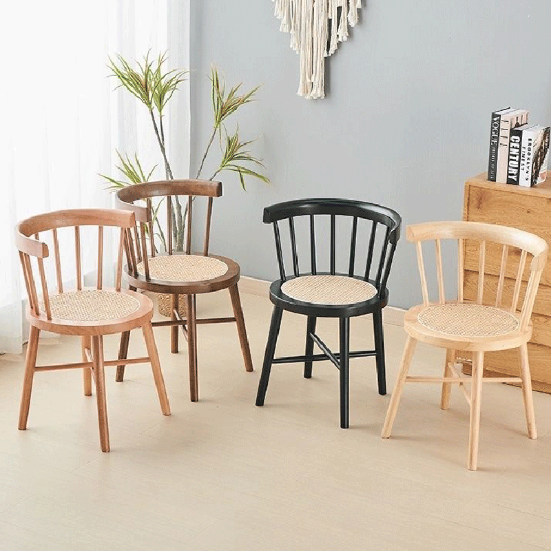 Chinese Bent Rattan Wood Dining Chair