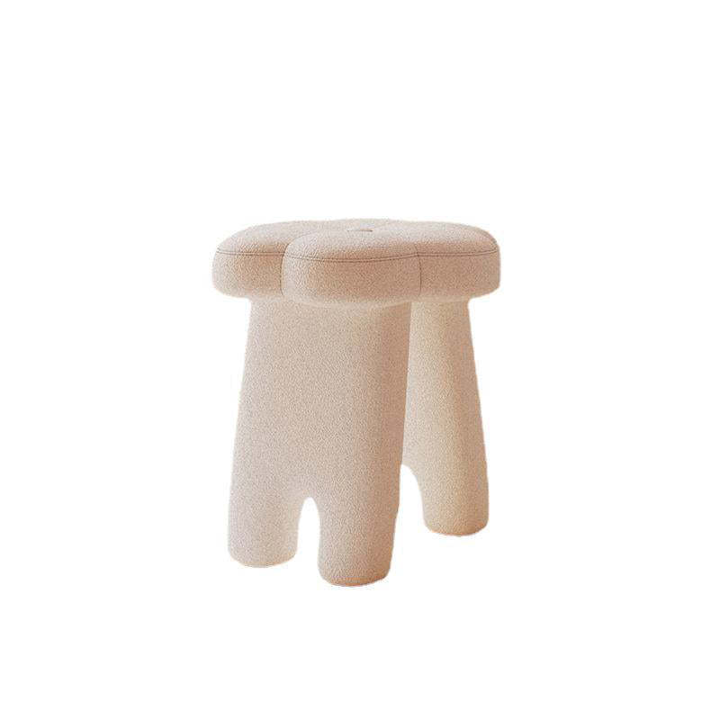Modern Floral Lambswool Wood Vanity Stool