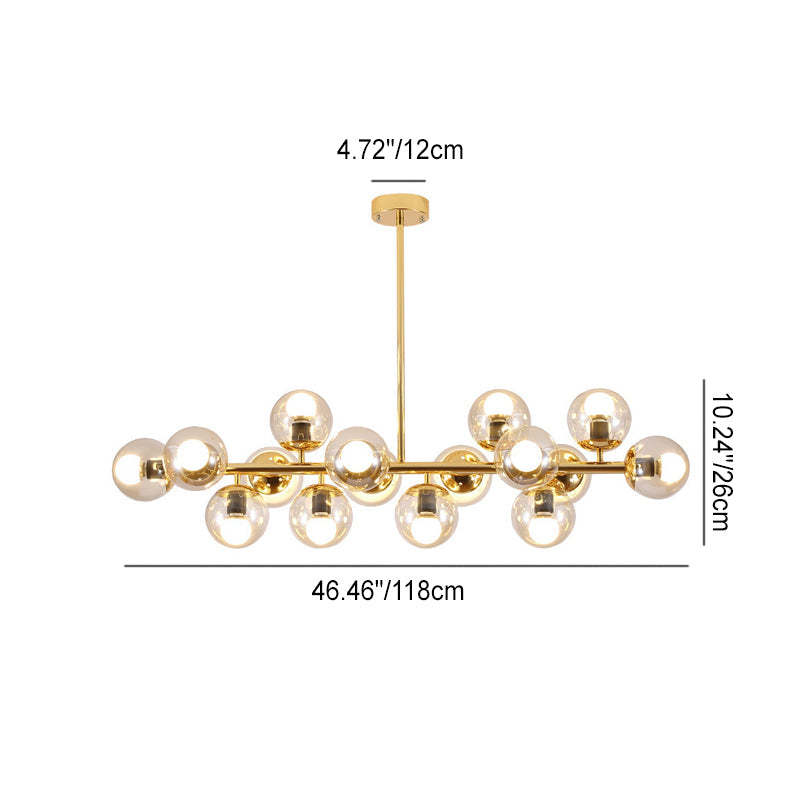 Scandinavian Long Globe Iron Island Chandelier
