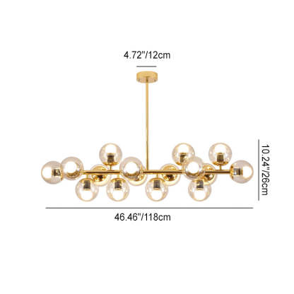 Scandinavian Long Globe Iron Island Chandelier