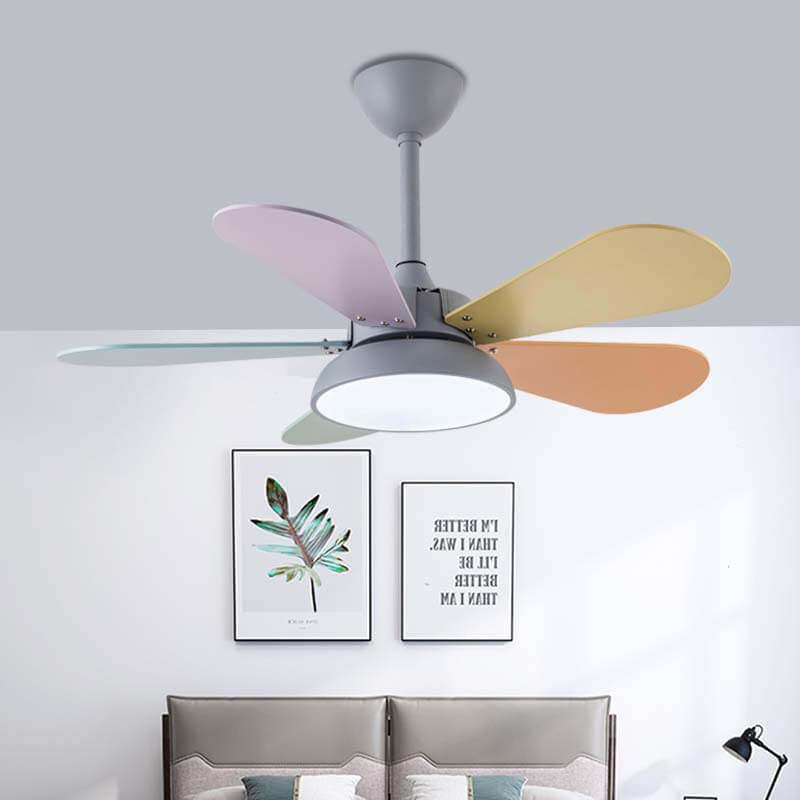 Simple Colorful Fan Leaf Kids Fan Light