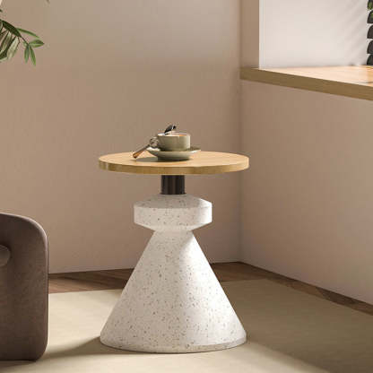 Minimalist Tapered Wood Marble Coffee Table