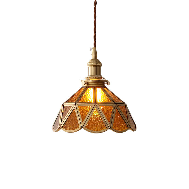 Water pattern brass glass pendant lighting for bedroom