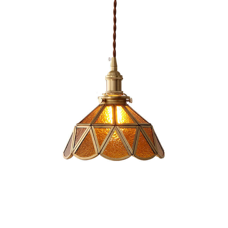 Water pattern brass glass pendant lighting for bedroom