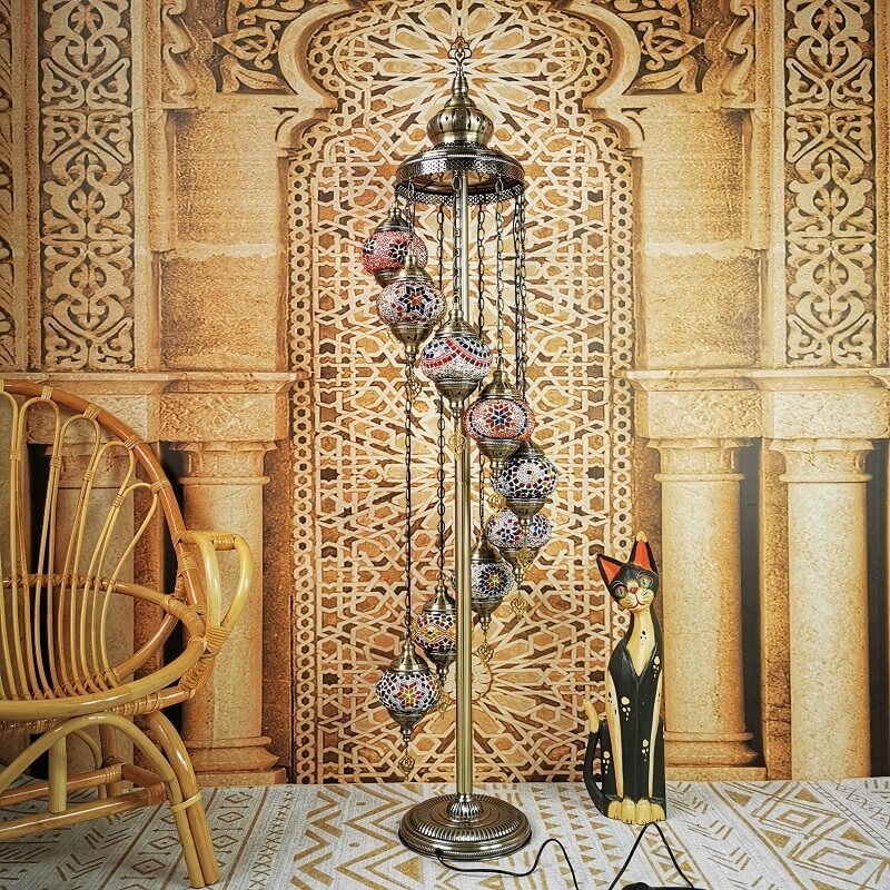 Retro Turkish Moroccan Globe 9-Light Floor Lamp