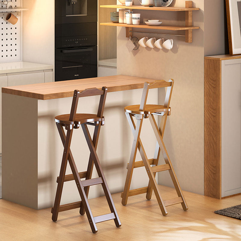 Contemporary Bamboo X-Leg Foldable Bar Stool