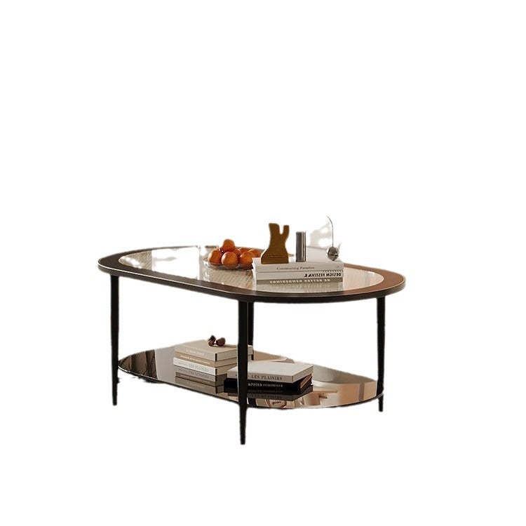 Retro Elliptical Woven Glass Iron Coffee Table