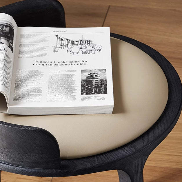 Vintage Leather Wood Vanity Stool