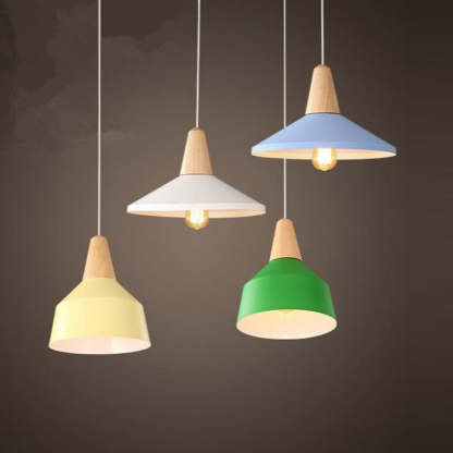 Minimalist Cone Trapezoid Iron Wood Pendant Light — White / 110V-120V For US/CA