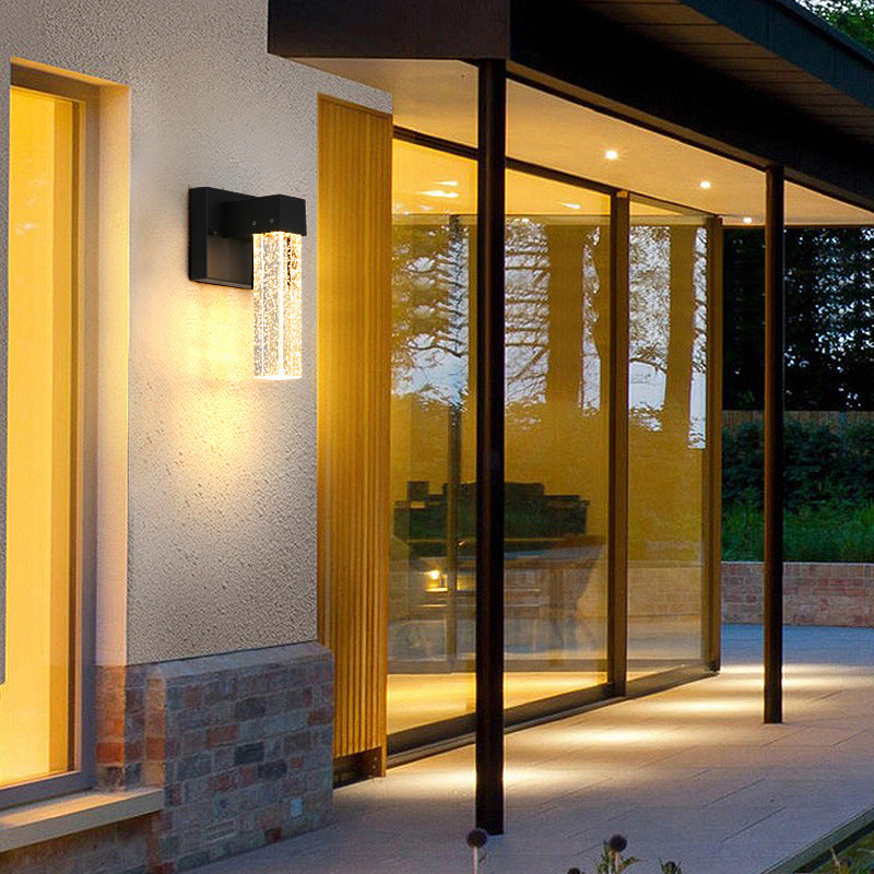 Minimalist Bubble Crystal Square LED Outdoor Wall Sconce