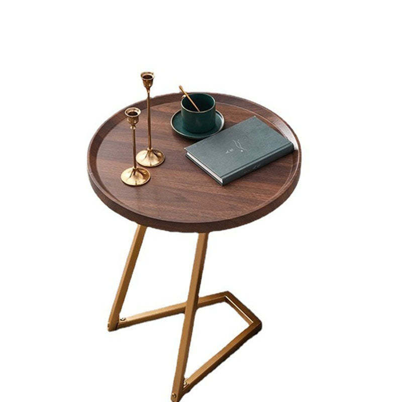 Modern Round Engineered Wood Iron Movable End Table