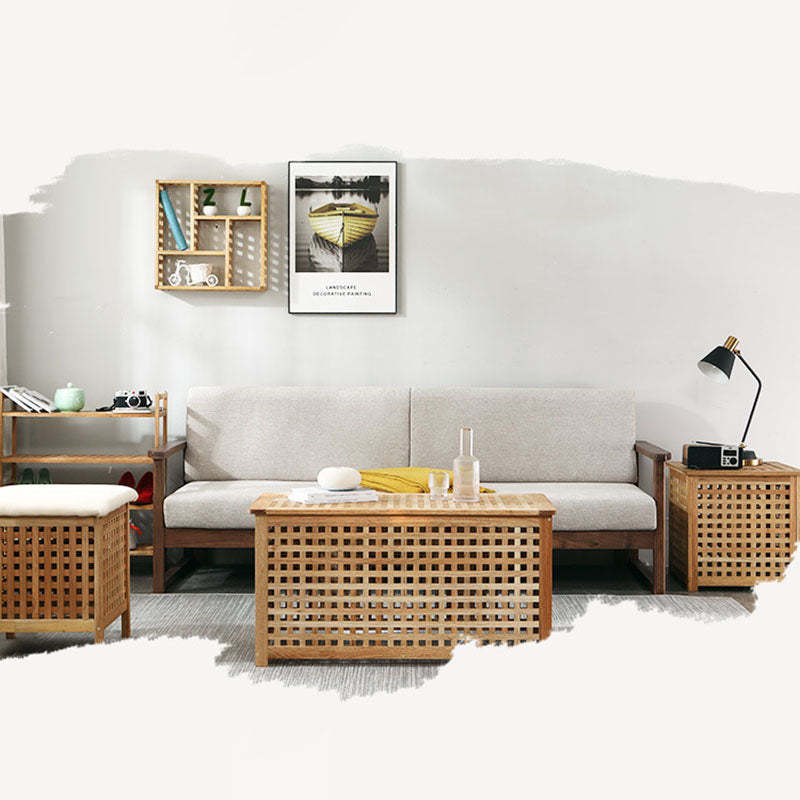 Japanese Square Wood Metal Coffee Table