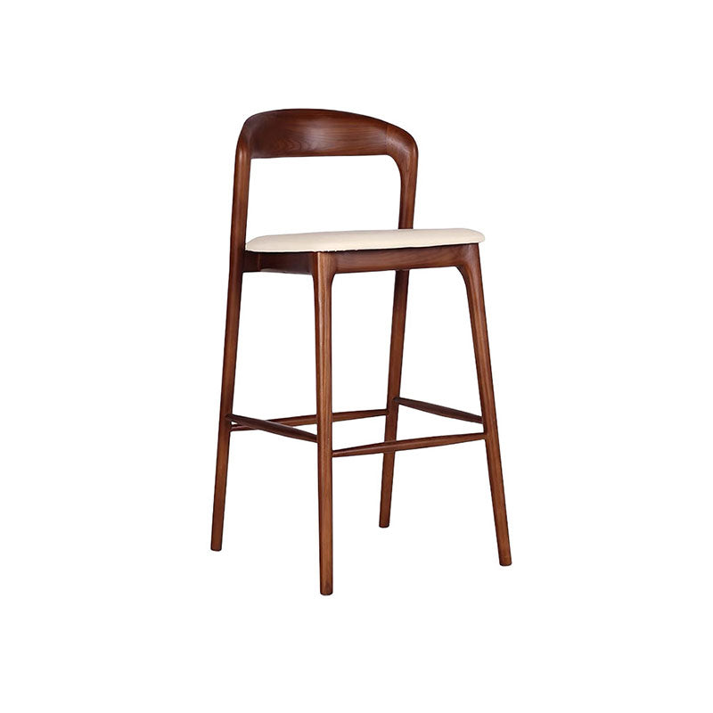 Retro Solid Wood Leather Upholstered Bar Stool