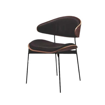 Nordic Walnut Microfiber Leather Dining Chair