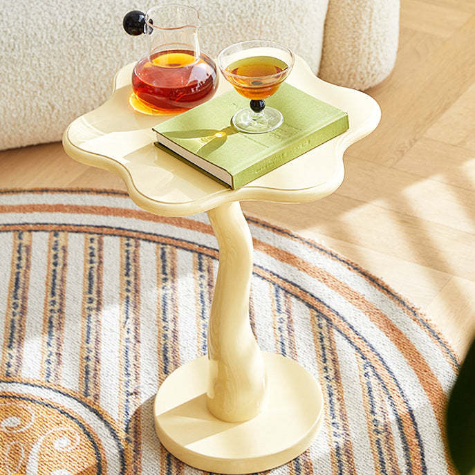 French Petal Wood Iron Side Table
