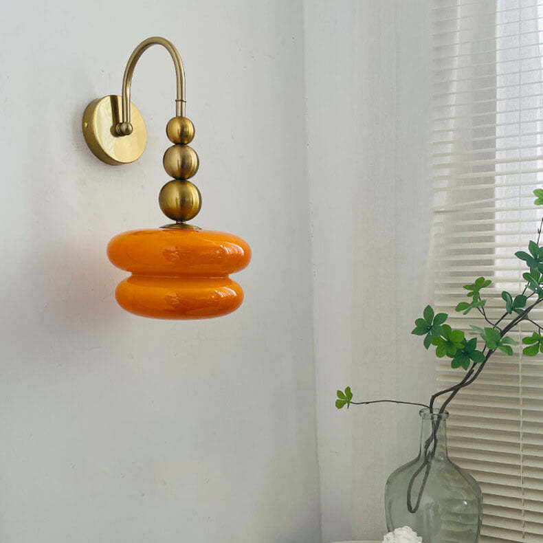 Macaron Cream Gourd Glass Wall Sconce