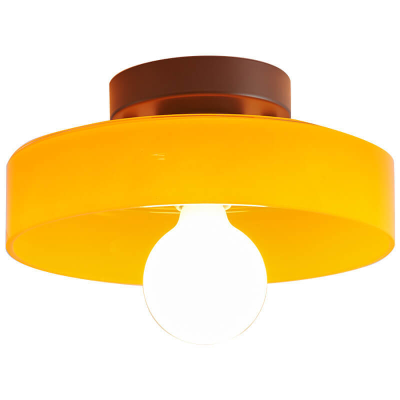 Scandinavian Modern Round Plate Iron Glass Sconce — White / 110V-120V For US/CA