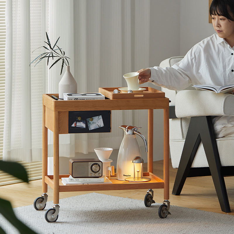 Scandinavian Wood Glass 2-Tier Coffee Table
